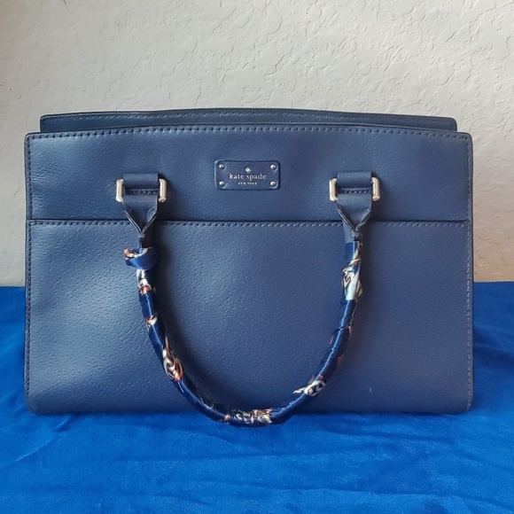 kate spade Handbags - Kate Spade New York Grove Street Caley Satchel navy blue 100% leather